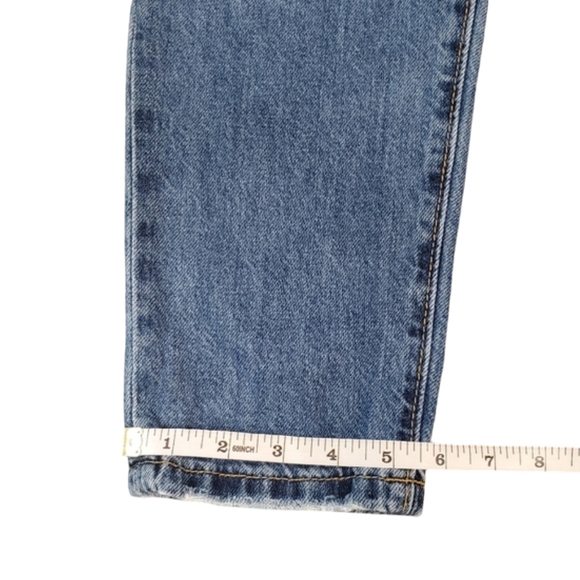 Forever 21 Distressed Boyfriend Jeans Womens Medium Blue High Rise Tapered Pants - Picture 7 of 9
